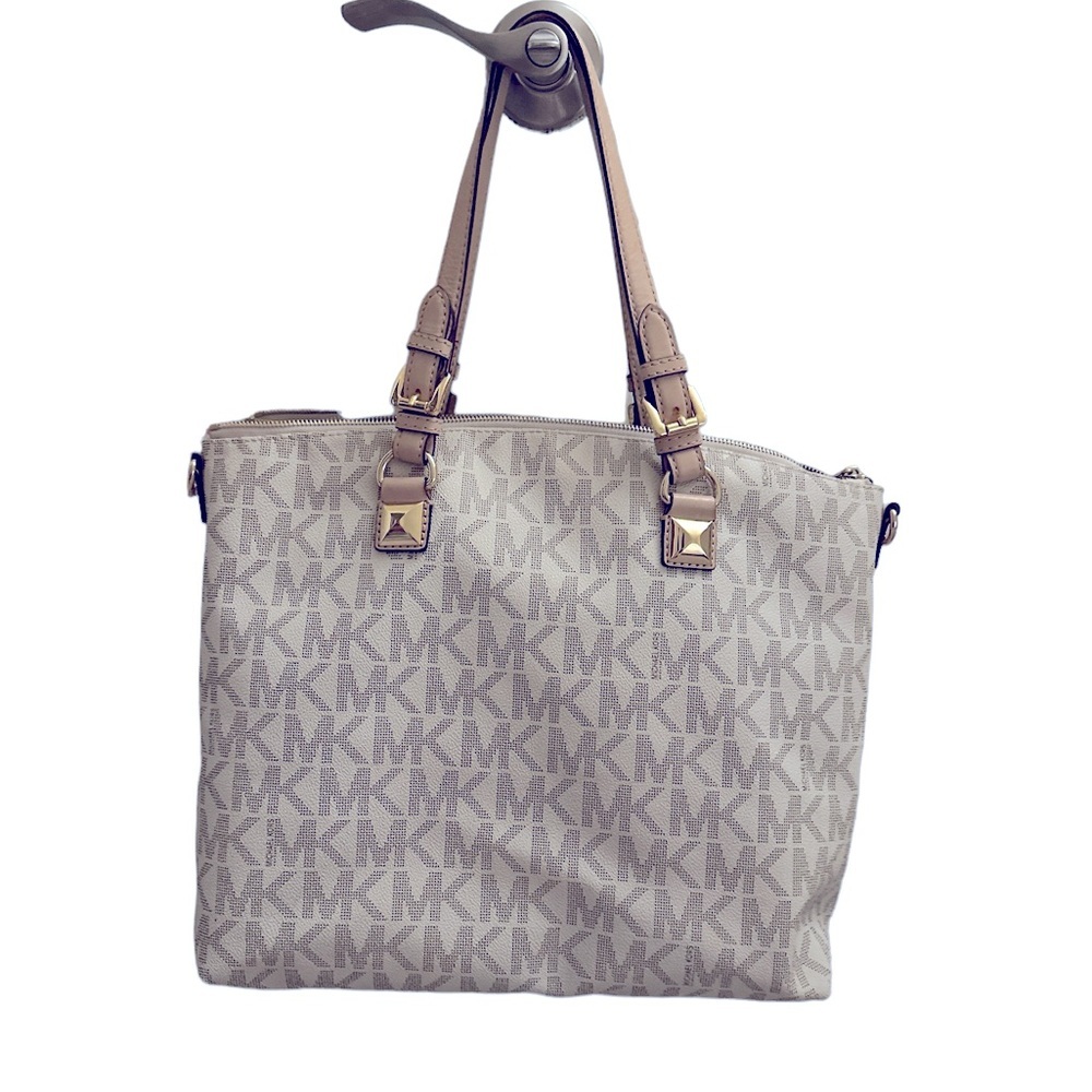 MICHAEL KORS SIGNATURE VANILLA SHOPPING TOTE SHOULDER BAG - Picture 4 of 14